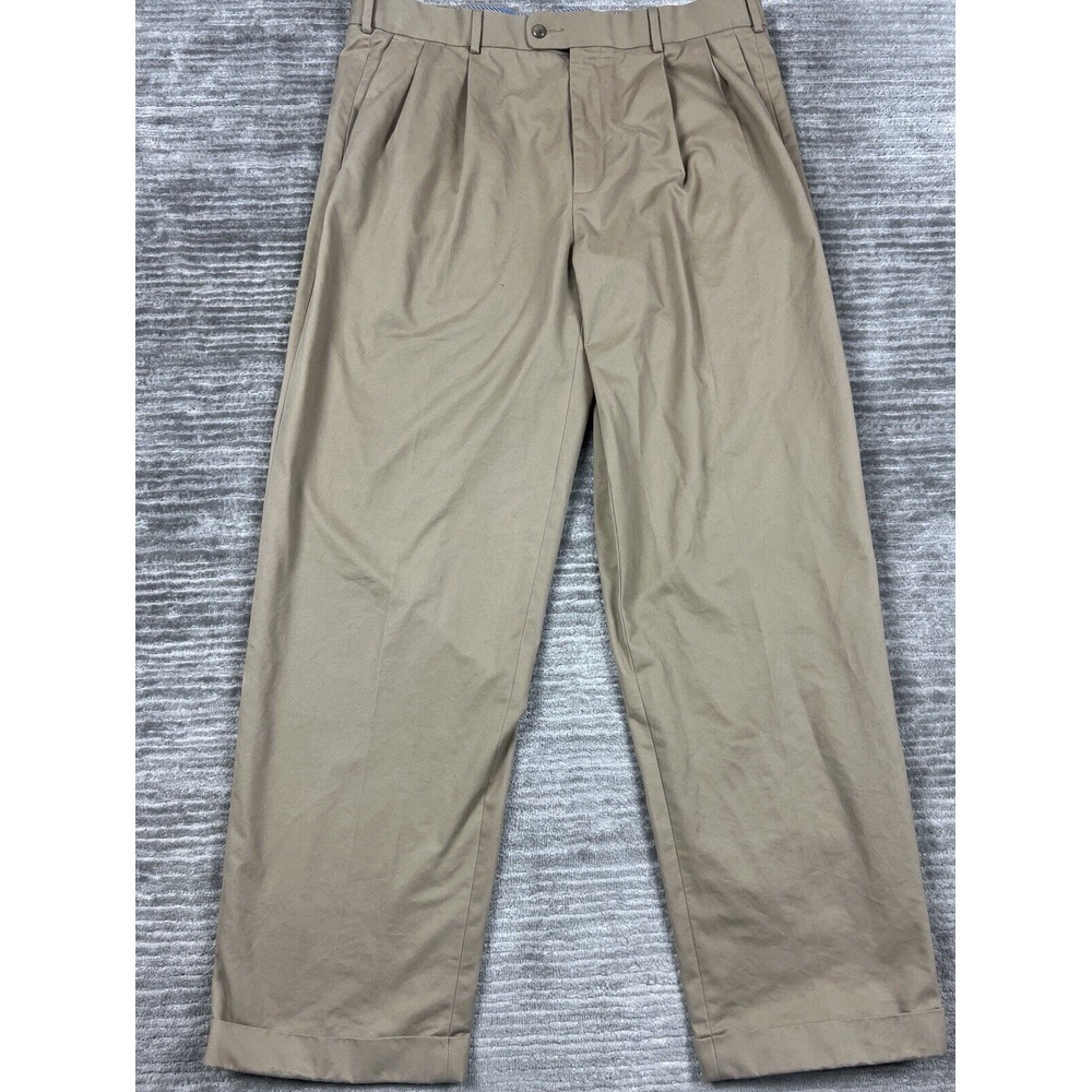 Axist Pants Mens 44X32 Beige Pleated Cuffed Hem Casual